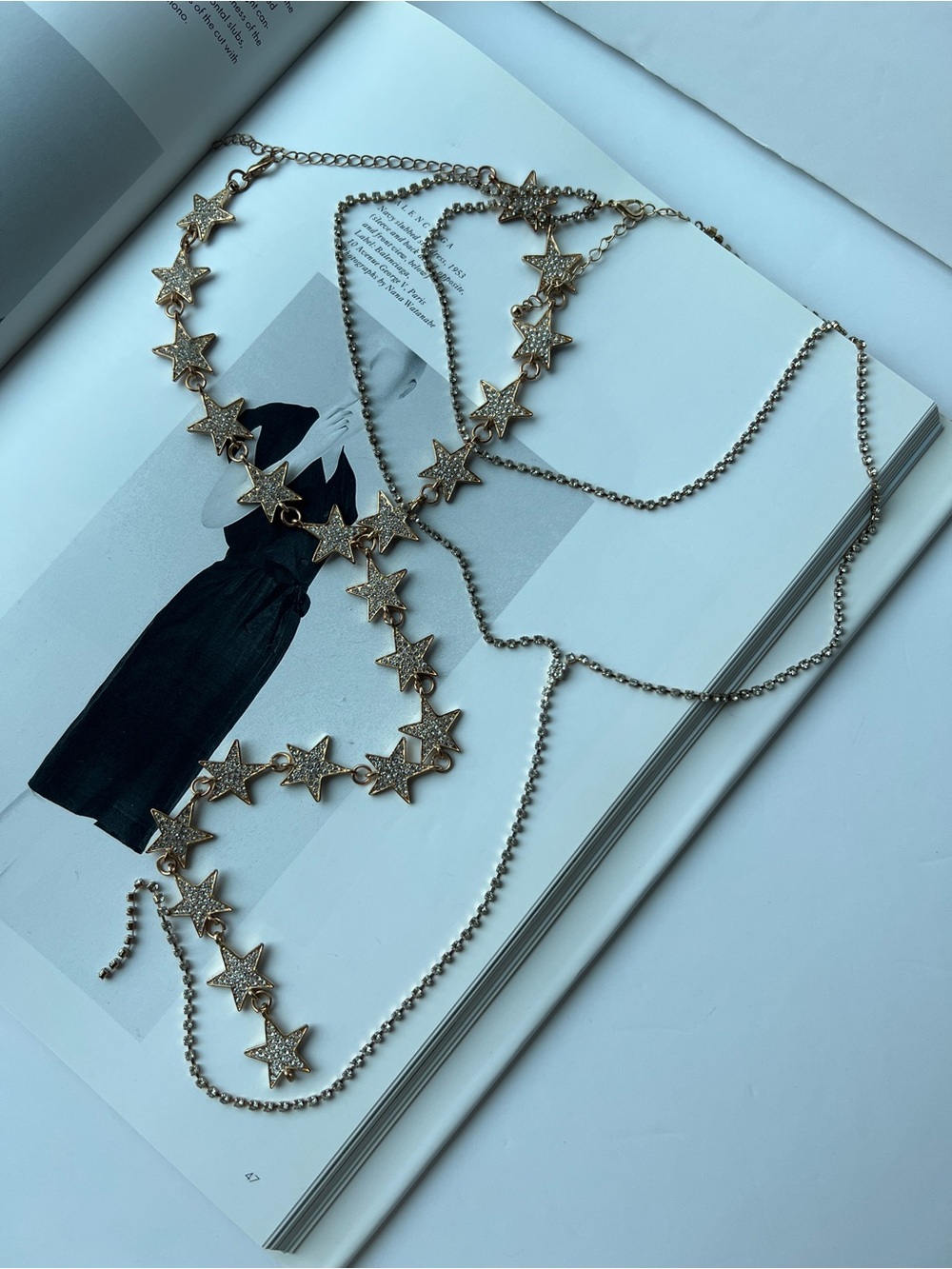 Gold Star Choker & Diamond Stud Choker Necklace